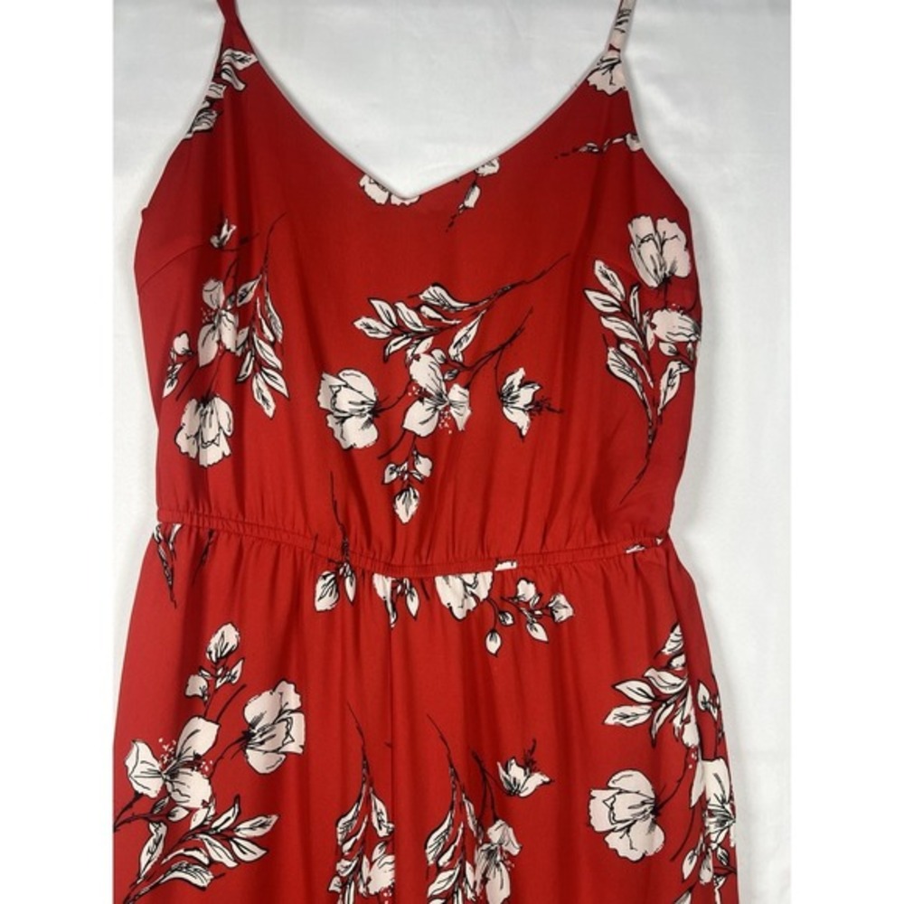 Skies‎ Are Blue Red White Floral Sleeveless Wide Leg Danica Jumpsuit XSP